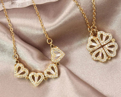 Collar Trebol Corazones Brillantes - Edición Especial